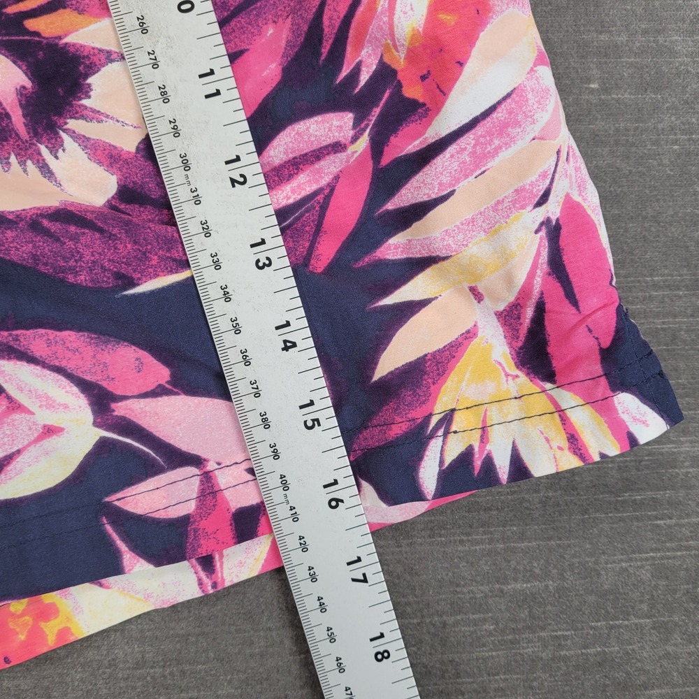 Columbia Mens XL Floral Tropical Print Shorts Navy Pink Yellow Elastic Waist - Picture 5 of 6